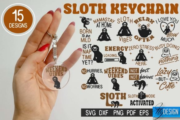 Sloth SVG Keychain Bundle Lazy Quotes Review